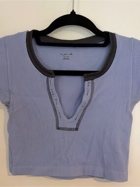 Urban Outfitters Lavender Ribbed Crop Top with Dark Trim